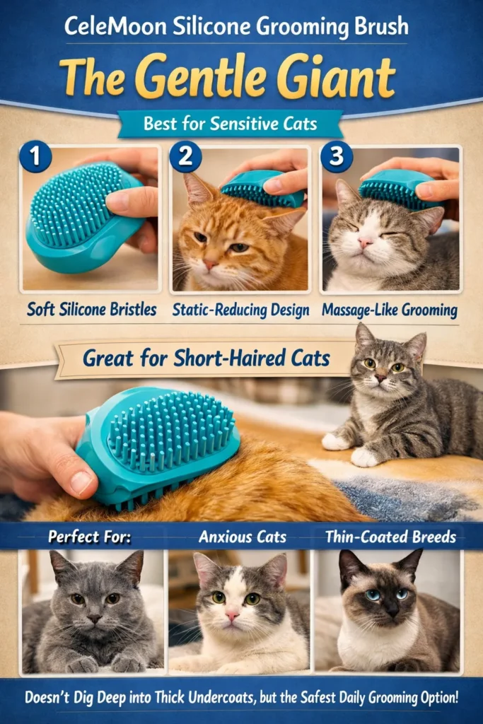 2 Celemoon Silicone Grooming Brush The Gentle Giant