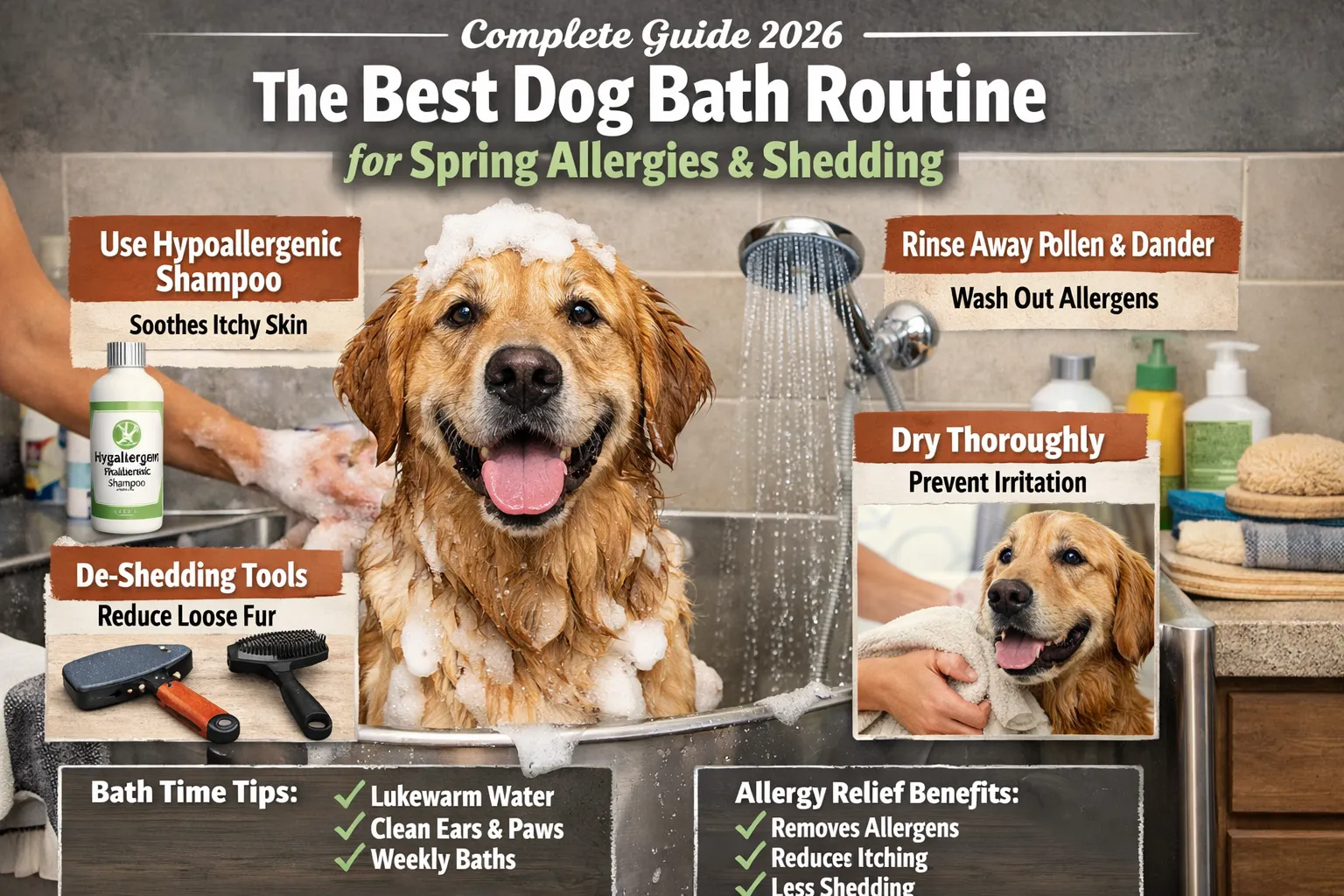 Complete Guide 2026: The Best Dog Bath Routine for Spring Allergies & Shedding