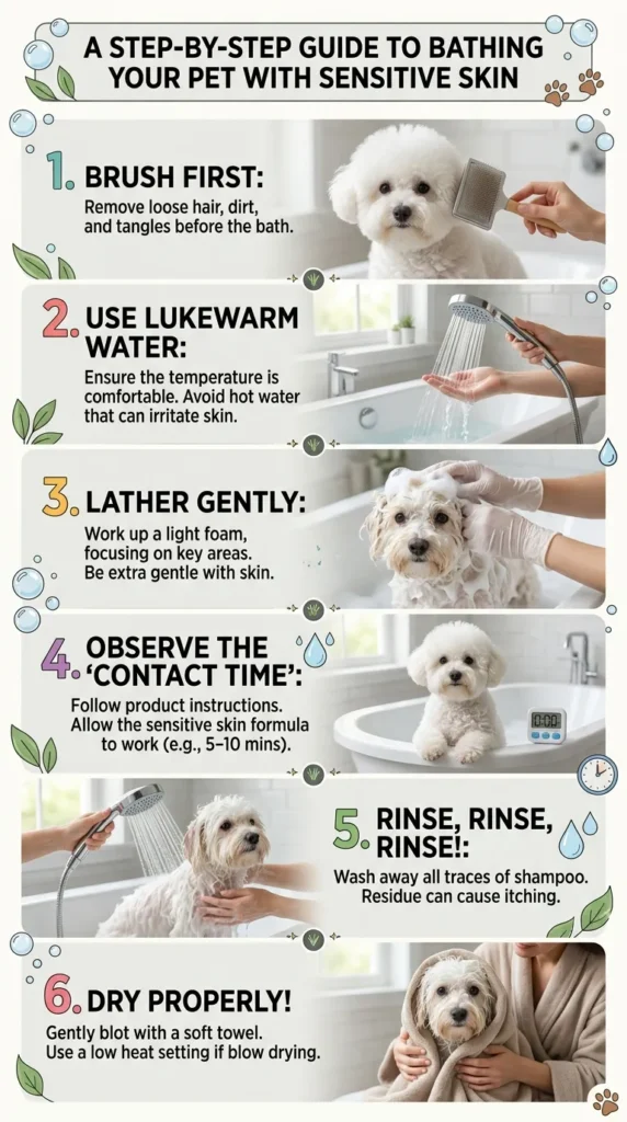 A Step By Step Guide To Bathing Your Pet With Sensitive Skin